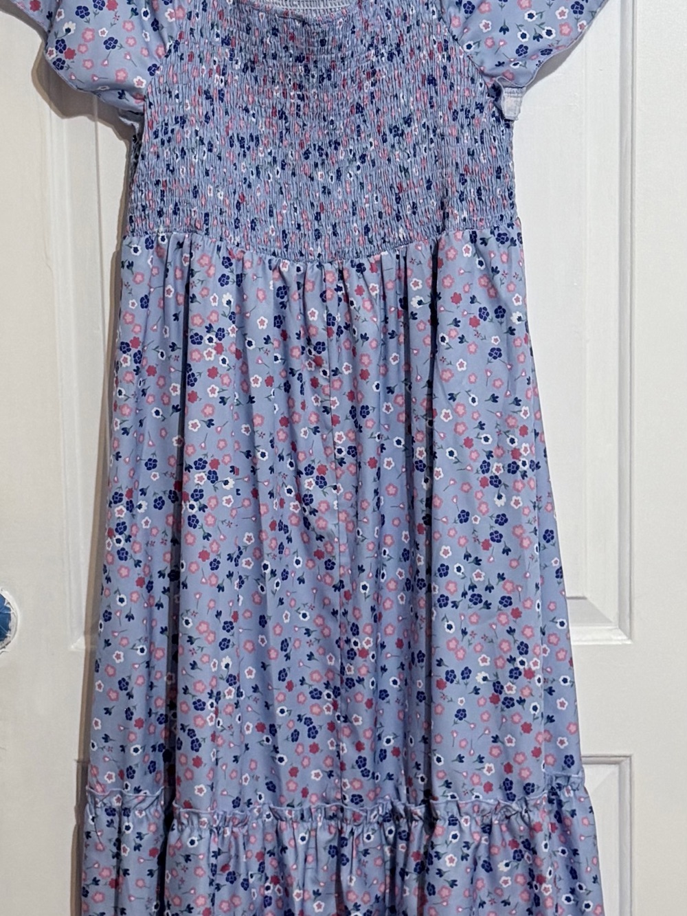 SHEIN Lavender Floral Smocked Midi Dress with Pink & Navy Accents plus 2XL - Picture 4 of 7
